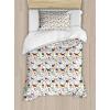 Ambesonne Damask Grey Duvet Cover Set, Simple Pattern with Curls and Dots in Neutral Design Print, Decorative 3 Piece Bedding Set with 2 Pillow Shams, Queen Size, Pale Grey and White(Brown Multicolor)