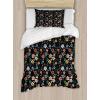 Ambesonne Damask Grey Duvet Cover Set, Simple Pattern with Curls and Dots in Neutral Design Print, Decorative 3 Piece Bedding Set with 2 Pillow Shams, Queen Size, Pale Grey and White(Charcoal Grey Multicolor)