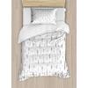Ambesonne Damask Grey Duvet Cover Set, Simple Pattern with Curls and Dots in Neutral Design Print, Decorative 3 Piece Bedding Set with 2 Pillow Shams, Queen Size, Pale Grey and White(White and Charcoal Grey)
