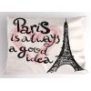 Ambesonne Eiffel Tower Pillow Sham Set of 2, Autumn Romantic Paris Historical Valentine’s Day Umbrellas Doodle, Quality Microfiber Bedding Item for All Seasons, 26″ x 20″, Lilac Red Pale Blue(Cream Pink Black)
