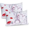 Ambesonne Eiffel Tower Pillow Sham Set of 2, Autumn Romantic Paris Historical Valentine’s Day Umbrellas Doodle, Quality Microfiber Bedding Item for All Seasons, 26″ x 20″, Lilac Red Pale Blue(Lilac Red Pale Blue)