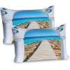 Ambesonne Eiffel Tower Pillow Sham Set of 2, Autumn Romantic Paris Historical Valentine’s Day Umbrellas Doodle, Quality Microfiber Bedding Item for All Seasons, 26″ x 20″, Lilac Red Pale Blue(Aqua Cream Blue)