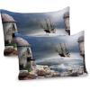 Ambesonne Eiffel Tower Pillow Sham Set of 2, Autumn Romantic Paris Historical Valentine’s Day Umbrellas Doodle, Quality Microfiber Bedding Item for All Seasons, 26″ x 20″, Lilac Red Pale Blue(Pale Muave Beige)