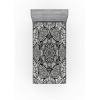 Ambesonne Ethnic Fitted Sheet, Mandala Inspired Art Hand Drawn Paisley Pattern Boho Native, Bed Cover with All-Round Elastic Deep Pocket for Comfort, Full Size, Black and White(Black and White)