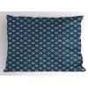 Ambesonne Fence Pillow Sham Set of 2, Cats in Love Watching Full Moon at Night Valentines Romantic Cartoon, Quality Microfiber Bedding Item for All Seasons, 26″ x 20″, Indigo Cobalt Blue White(Petrol Blue and Vermilion)