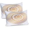 Ambesonne Fence Pillow Sham Set of 2, Cats in Love Watching Full Moon at Night Valentines Romantic Cartoon, Quality Microfiber Bedding Item for All Seasons, 26″ x 20″, Indigo Cobalt Blue White(Ginger and Pale Orange)