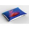 Ambesonne Fence Pillow Sham Set of 2, Cats in Love Watching Full Moon at Night Valentines Romantic Cartoon, Quality Microfiber Bedding Item for All Seasons, 26″ x 20″, Indigo Cobalt Blue White(Blue Azure Blue)