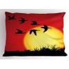Ambesonne Fence Pillow Sham Set of 2, Cats in Love Watching Full Moon at Night Valentines Romantic Cartoon, Quality Microfiber Bedding Item for All Seasons, 26″ x 20″, Indigo Cobalt Blue White(Scarlet Mustard)
