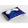 Ambesonne Fence Pillow Sham Set of 2, Cats in Love Watching Full Moon at Night Valentines Romantic Cartoon, Quality Microfiber Bedding Item for All Seasons, 26″ x 20″, Indigo Cobalt Blue White(Indigo Cobalt Blue White)