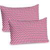 Ambesonne Fence Pillow Sham Set of 2, Cats in Love Watching Full Moon at Night Valentines Romantic Cartoon, Quality Microfiber Bedding Item for All Seasons, 26″ x 20″, Indigo Cobalt Blue White(Magenta and Green)