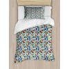 Ambesonne Heart Duvet Cover Sets, Rainbow Colors Watercolor Style Inspired Hearts Valentines Day Love Romantic Couples, Bedding Set with 2 Duvet Covers & 4 Pillowcases, 2 Pack Queen Size, Multicolor(Baby Blue Multicolor)