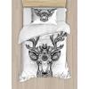 Ambesonne Heart Duvet Cover Sets, Rainbow Colors Watercolor Style Inspired Hearts Valentines Day Love Romantic Couples, Bedding Set with 2 Duvet Covers & 4 Pillowcases, 2 Pack Queen Size, Multicolor(Charcoal Grey and White)