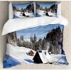 Ambesonne Love Duvet Cover Sets, Hand Written I Love You Phrases Heart Valentines Day Inspiration, Bedding Set with 2 Duvet Covers & 4 Pillowcases, 2 Pack Queen Size, Vermilion Black White(Blue Brown White)