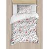 Ambesonne Love Duvet Cover Sets, Hand Written I Love You Phrases Heart Valentines Day Inspiration, Bedding Set with 2 Duvet Covers & 4 Pillowcases, 2 Pack Queen Size, Vermilion Black White(Red White Black)