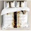 Ambesonne Love Duvet Cover Sets, Hand Written I Love You Phrases Heart Valentines Day Inspiration, Bedding Set with 2 Duvet Covers & 4 Pillowcases, 2 Pack Queen Size, Vermilion Black White(Tan Black Orange)