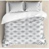 Ambesonne Love Duvet Cover Sets, Hand Written I Love You Phrases Heart Valentines Day Inspiration, Bedding Set with 2 Duvet Covers & 4 Pillowcases, 2 Pack Queen Size, Vermilion Black White(Grey Beige)