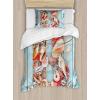 Ambesonne Love Duvet Cover Sets, Hand Written I Love You Phrases Heart Valentines Day Inspiration, Bedding Set with 2 Duvet Covers & 4 Pillowcases, 2 Pack Queen Size, Vermilion Black White(Dark Coral Pale Blue)