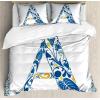 Ambesonne Love Duvet Cover Sets, Hand Written I Love You Phrases Heart Valentines Day Inspiration, Bedding Set with 2 Duvet Covers & 4 Pillowcases, 2 Pack Queen Size, Vermilion Black White(Blue Yellow Orange)