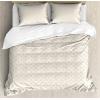 Ambesonne Love Duvet Cover Sets, Hand Written I Love You Phrases Heart Valentines Day Inspiration, Bedding Set with 2 Duvet Covers & 4 Pillowcases, 2 Pack Queen Size, Vermilion Black White(Cream Tan)
