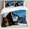 Ambesonne Love Duvet Cover Sets, Hand Written I Love You Phrases Heart Valentines Day Inspiration, Bedding Set with 2 Duvet Covers & 4 Pillowcases, 2 Pack Queen Size, Vermilion Black White(Brown Blue White)