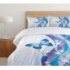 Ambesonne Love Duvet Cover Sets, Hand Written I Love You Phrases Heart Valentines Day Inspiration, Bedding Set with 2 Duvet Covers & 4 Pillowcases, 2 Pack Queen Size, Vermilion Black White(Blue Pink White)