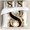 Ambesonne Love Duvet Cover Sets, Hand Written I Love You Phrases Heart Valentines Day Inspiration, Bedding Set with 2 Duvet Covers & 4 Pillowcases, 2 Pack Queen Size, Vermilion Black White(Orange Black Tan)