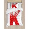 Ambesonne Love Duvet Cover Sets, Hand Written I Love You Phrases Heart Valentines Day Inspiration, Bedding Set with 2 Duvet Covers & 4 Pillowcases, 2 Pack Queen Size, Vermilion Black White(Vermilion Green Orange)