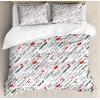 Ambesonne Love Duvet Cover Sets, Hand Written I Love You Phrases Heart Valentines Day Inspiration, Bedding Set with 2 Duvet Covers & 4 Pillowcases, 2 Pack Queen Size, Vermilion Black White(Red White Black)