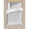 Ambesonne Love Duvet Cover Sets, Hand Written I Love You Phrases Heart Valentines Day Inspiration, Bedding Set with 2 Duvet Covers & 4 Pillowcases, 2 Pack Queen Size, Vermilion Black White(Grey Beige)