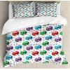 Ambesonne Love Duvet Cover Sets, Valentines Day Design Romance Themed Vintage Wedding Inspirations Typographic Retro, Bedding Set with 2 Duvet Covers & 4 Pillowcases, 2 Pack Queen Size, Red White(Blue and Multicolor)