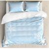 Ambesonne Love Duvet Cover Sets, Valentines Day Design Romance Themed Vintage Wedding Inspirations Typographic Retro, Bedding Set with 2 Duvet Covers & 4 Pillowcases, 2 Pack Queen Size, Red White(Pale Blue White)