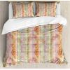 Ambesonne Love Duvet Cover Sets, Valentines Day Design Romance Themed Vintage Wedding Inspirations Typographic Retro, Bedding Set with 2 Duvet Covers & 4 Pillowcases, 2 Pack Queen Size, Red White(Rose Multicolor)