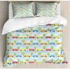 Ambesonne Love Duvet Cover Sets, Valentines Day Design Romance Themed Vintage Wedding Inspirations Typographic Retro, Bedding Set with 2 Duvet Covers & 4 Pillowcases, 2 Pack Queen Size, Red White(Baby Blue Multicolor)