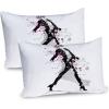 Ambesonne Modern Pillow Sham Set of 2, Husky Dog Faced Man at Valentines with Hearts Romantic Love Display, Quality Microfiber Bedding Item for All Seasons, 26″ x 20″, Sand Brown Slate Blue(Black and Pink)