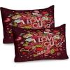Ambesonne Purple Pillow Sham Set of 2, Valentine’s Day Couple Wedding Bride Heart Design Image, Quality Microfiber Bedding Item for All Seasons, 36″ x 20″, Lavender and Purple(Coral Burgundy Yellow)