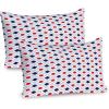 Ambesonne Purple Pillow Sham Set of 2, Valentine’s Day Couple Wedding Bride Heart Design Image, Quality Microfiber Bedding Item for All Seasons, 36″ x 20″, Lavender and Purple(Navy Blue White Red)