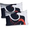 Ambesonne Rain Pillow Sham Set of 2, Valentines Day Theme Cloud and Sun Pattern with Heart Shaped Rays, Quality Microfiber Bedding Item for All Seasons, 26″ x 20″, Dark Coral Mustard(Black Grey and Vermilion)