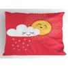 Ambesonne Rain Pillow Sham Set of 2, Valentines Day Theme Cloud and Sun Pattern with Heart Shaped Rays, Quality Microfiber Bedding Item for All Seasons, 26″ x 20″, Dark Coral Mustard(Dark Coral Mustard)