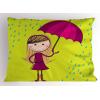 Ambesonne Rain Pillow Sham Set of 2, Valentines Day Theme Cloud and Sun Pattern with Heart Shaped Rays, Quality Microfiber Bedding Item for All Seasons, 26″ x 20″, Dark Coral Mustard(Yellow Green Magenta)