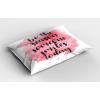 Ambesonne Valentines Day Pillow Sham Set of 2, Pop Culture Keep Calm Words with Heart Shaped Eye Love Theme, Quality Microfiber Bedding Item for All Seasons, 36″ x 20″, Charcoal Grey Pale Pink(Pink Black and White)