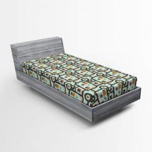 Ambesonne Batik Fitted Sheet, Vintage Pattern in Style Curly Leaves and Traditional Paisley Motifs, Soft Decorative Fabric Bedding All-Round Elastic Pocket, Full Size, Yellow Orange(Pale Green Grey)