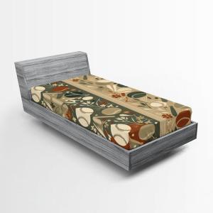 Ambesonne Batik Fitted Sheet, Vintage Pattern in Style Curly Leaves and Traditional Paisley Motifs, Soft Decorative Fabric Bedding All-Round Elastic Pocket, Full Size, Yellow Orange(Pale Khaki Laurel Green)