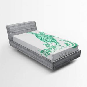Ambesonne Batik Fitted Sheet, Vintage Pattern in Style Curly Leaves and Traditional Paisley Motifs, Soft Decorative Fabric Bedding All-Round Elastic Pocket, Full Size, Yellow Orange(Green White)