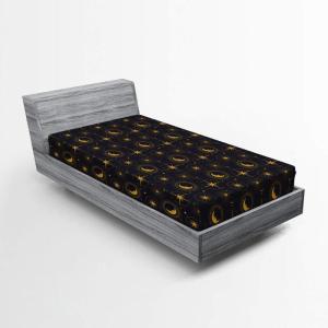 Ambesonne Batik Fitted Sheet, Vintage Pattern in Style Curly Leaves and Traditional Paisley Motifs, Soft Decorative Fabric Bedding All-Round Elastic Pocket, Full Size, Yellow Orange(Indigo and Dark Yellow)