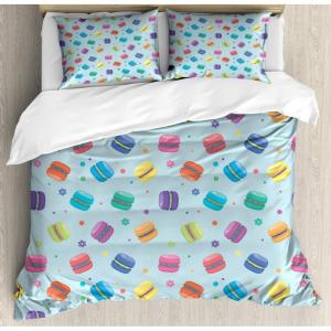 Ambesonne Cactus Print Duvet Cover Sets, Outline Drawing of Hearts and Pots Drawn by Hand Valentine’s Day Theme, Bedding Set with 2 Duvet Covers & 4 Pillowcases, 2 Pack Queen Size, Magenta and White(Sky Blue and Multicolor)