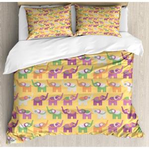 Ambesonne Cactus Print Duvet Cover Sets, Outline Drawing of Hearts and Pots Drawn by Hand Valentine’s Day Theme, Bedding Set with 2 Duvet Covers & 4 Pillowcases, 2 Pack Queen Size, Magenta and White(Mustard Multicolor)