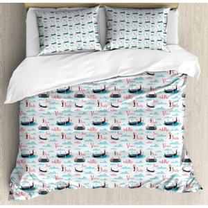 Ambesonne Cactus Print Duvet Cover Sets, Outline Drawing of Hearts and Pots Drawn by Hand Valentine’s Day Theme, Bedding Set with 2 Duvet Covers & 4 Pillowcases, 2 Pack Queen Size, Magenta and White(Off White and Multicolor)
