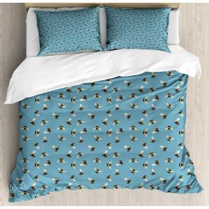 Ambesonne Cactus Print Duvet Cover Sets, Outline Drawing of Hearts and Pots Drawn by Hand Valentine’s Day Theme, Bedding Set with 2 Duvet Covers & 4 Pillowcases, 2 Pack Queen Size, Magenta and White(Cadet Blue Multicolor)