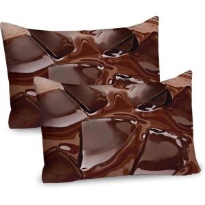 Ambesonne Chocolate Pillow Sham Set of 2, Chocolate Heart on The Wooden Board Background for Valentines Day, Quality Microfiber Bedding Item for All Seasons, 30″ x 20″, Sand Brown Dark Brown(Dark Brown)