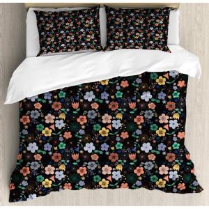 Ambesonne Damask Grey Duvet Cover Set, Simple Pattern with Curls and Dots in Neutral Design Print, Decorative 3 Piece Bedding Set with 2 Pillow Shams, Queen Size, Pale Grey and White(Charcoal Grey Multicolor)